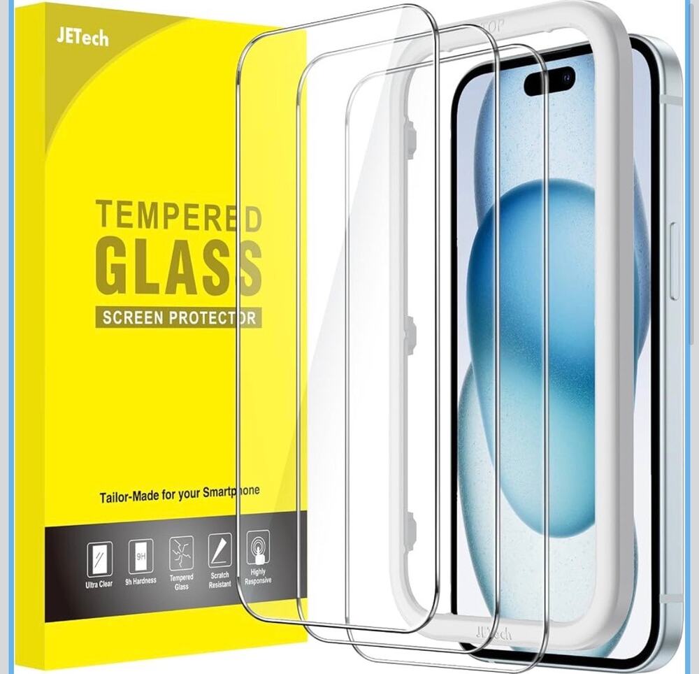 NIB JETech iPhone 15 Plus 6.7” Tempered Glass Screen Protector 3-Pack
